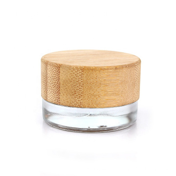 cosmetic packaging eco friendly mini 7ml 7g clear eye cream glass cosmetic jar with bamboo lid